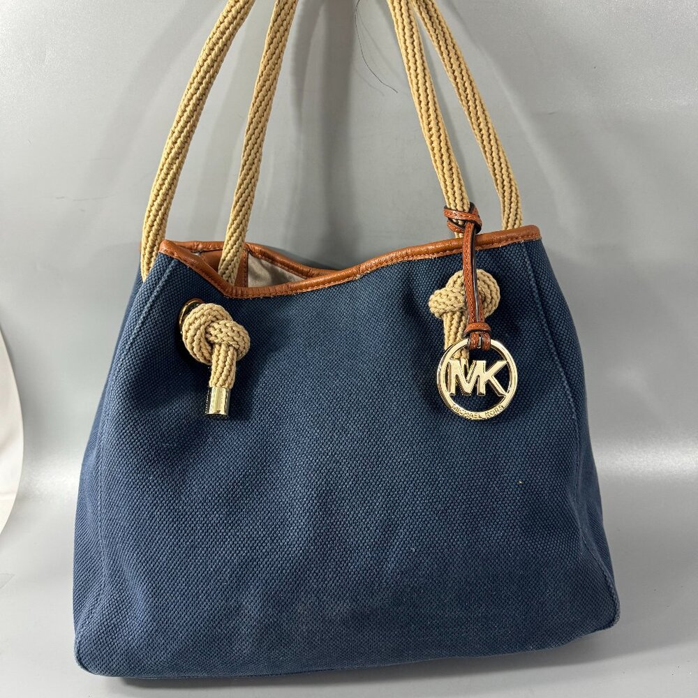 Michael Kors Large Marina Blue Canvas Handbag